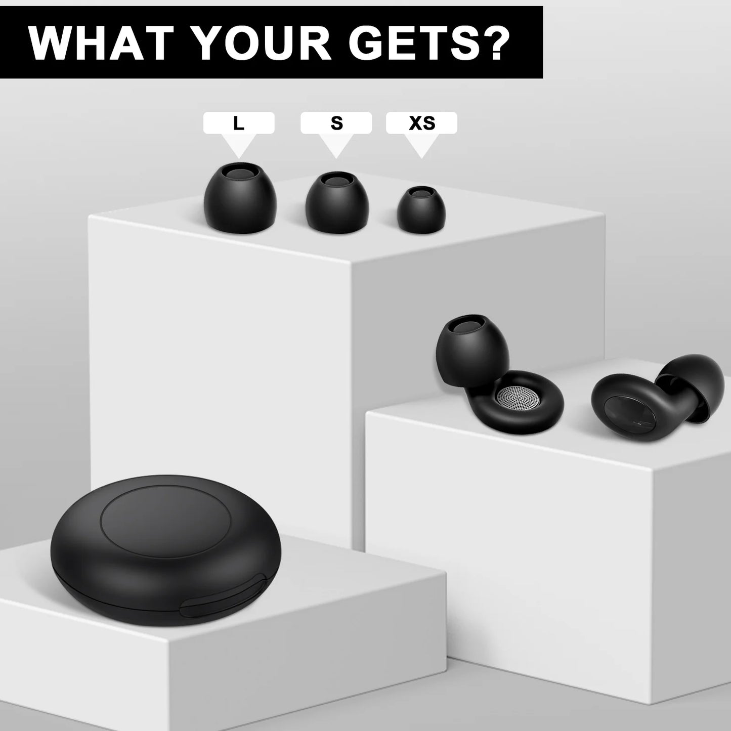 Ear Plugs for Noise Reduction, Reusable Hearing Protection in Flexible Silicone for Sleep, Black
