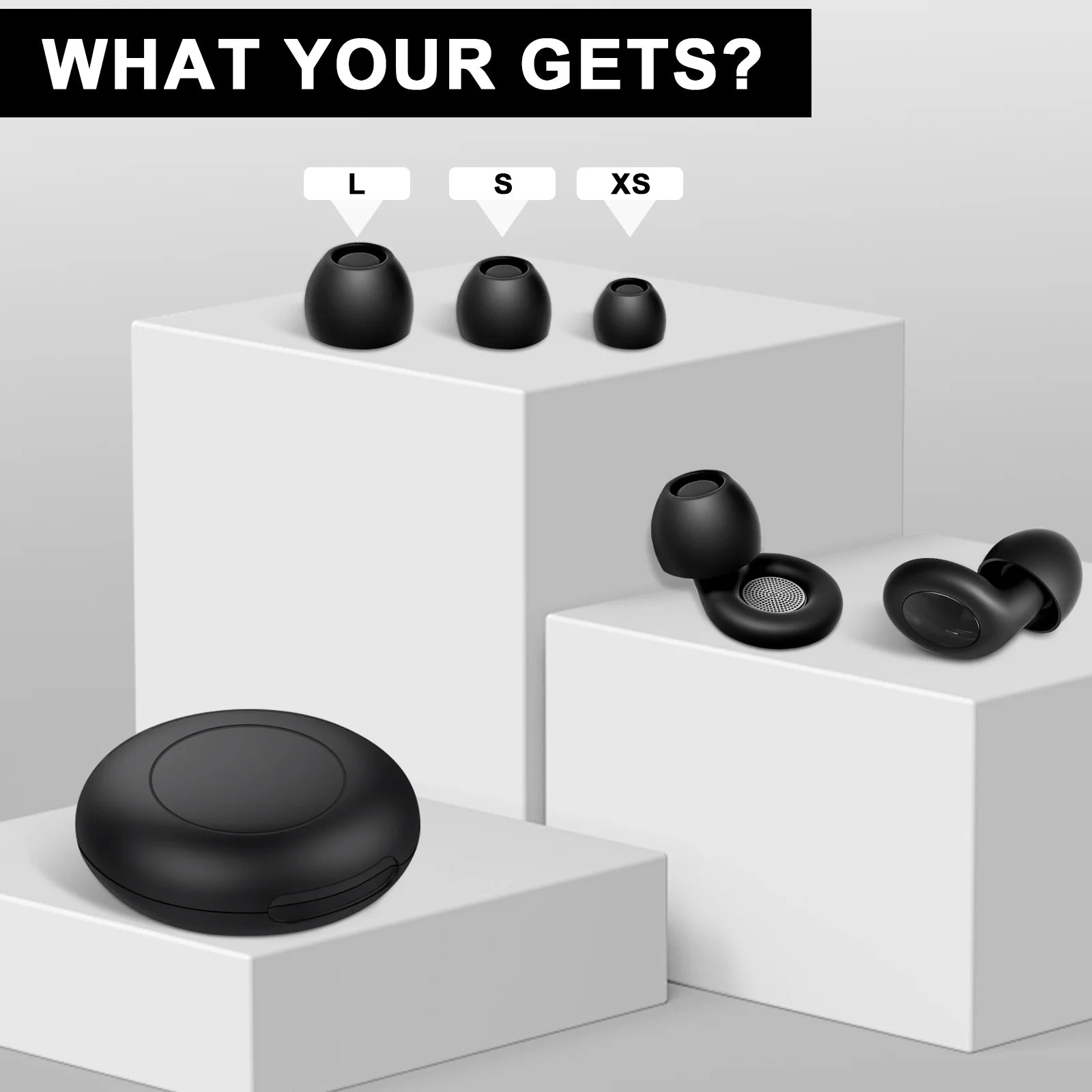 Ear Plugs for Noise Reduction, Reusable Hearing Protection in Flexible Silicone for Sleep, Black